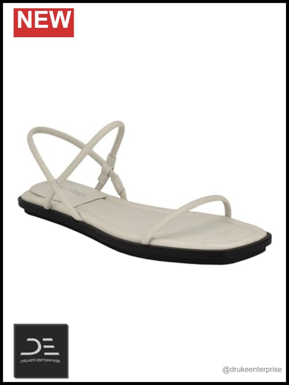Women's Slip-On Square Toe Flat Sandals Leather Slingback
